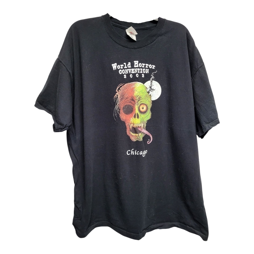 Vintage World Horror Convention 2002 Black, Green & Red Graphic Tee - Size XXL